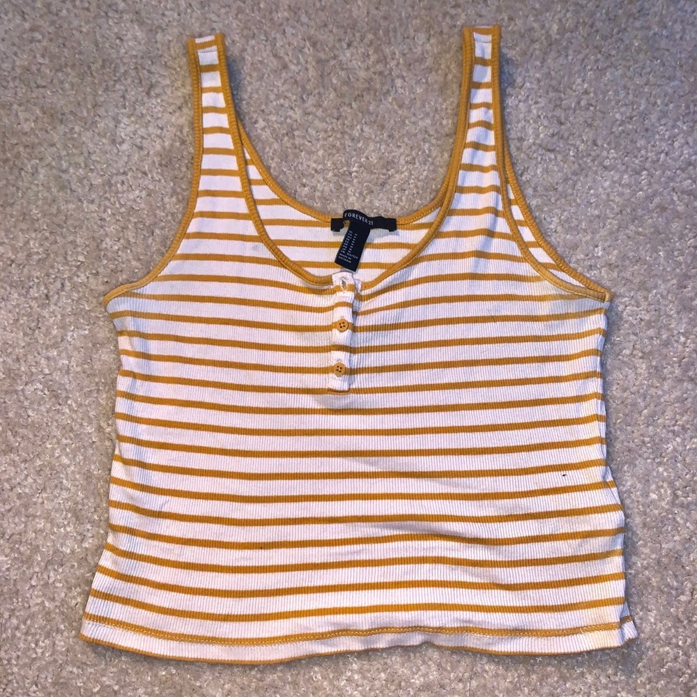 yellow stripped crop top